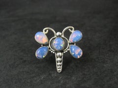 Sterling Silver Opal Dragonfly Ring Size 10