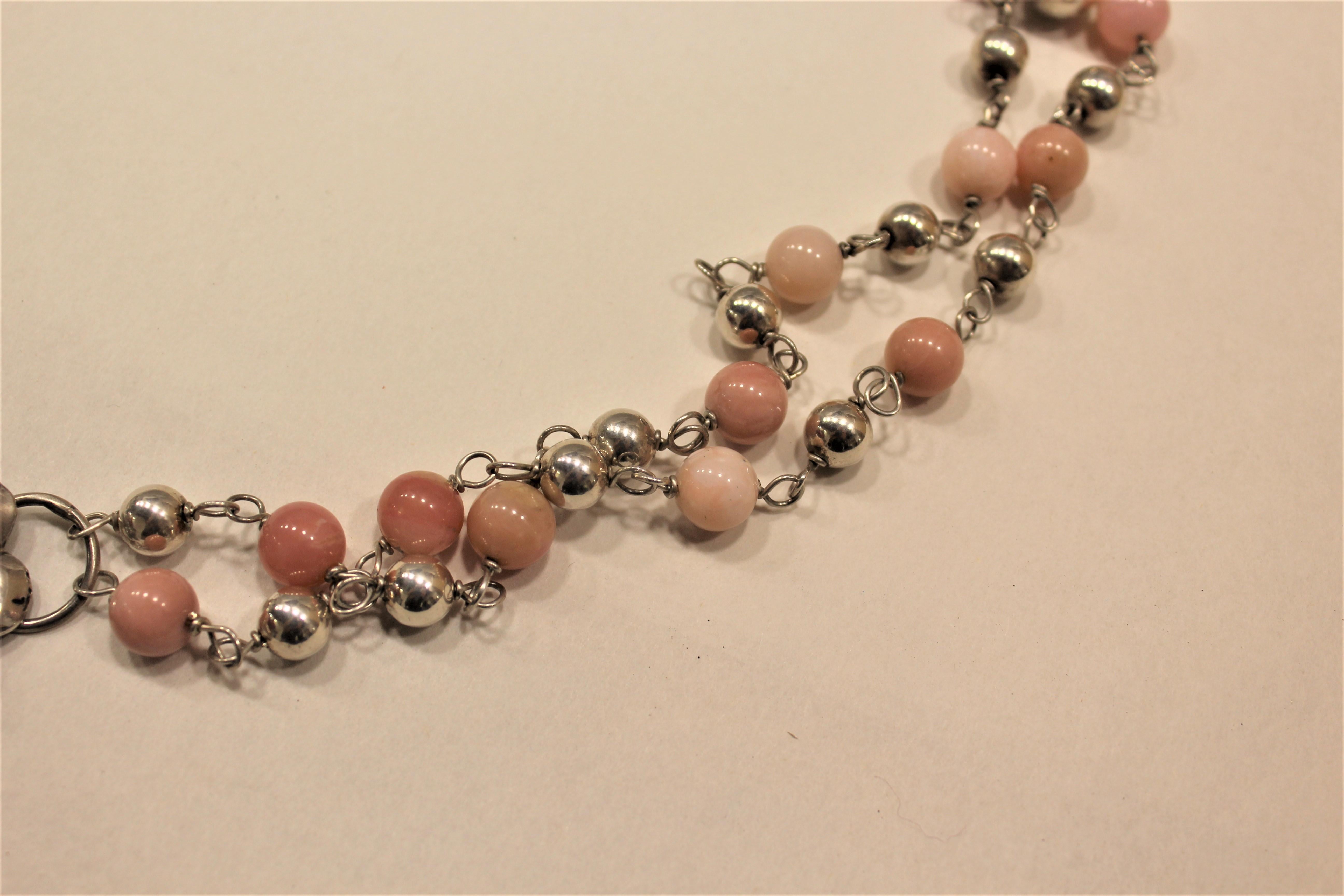 Halskette aus Sterlingsilber, Opal, Kirschblüte, handgefertigt, Italien Damen im Angebot