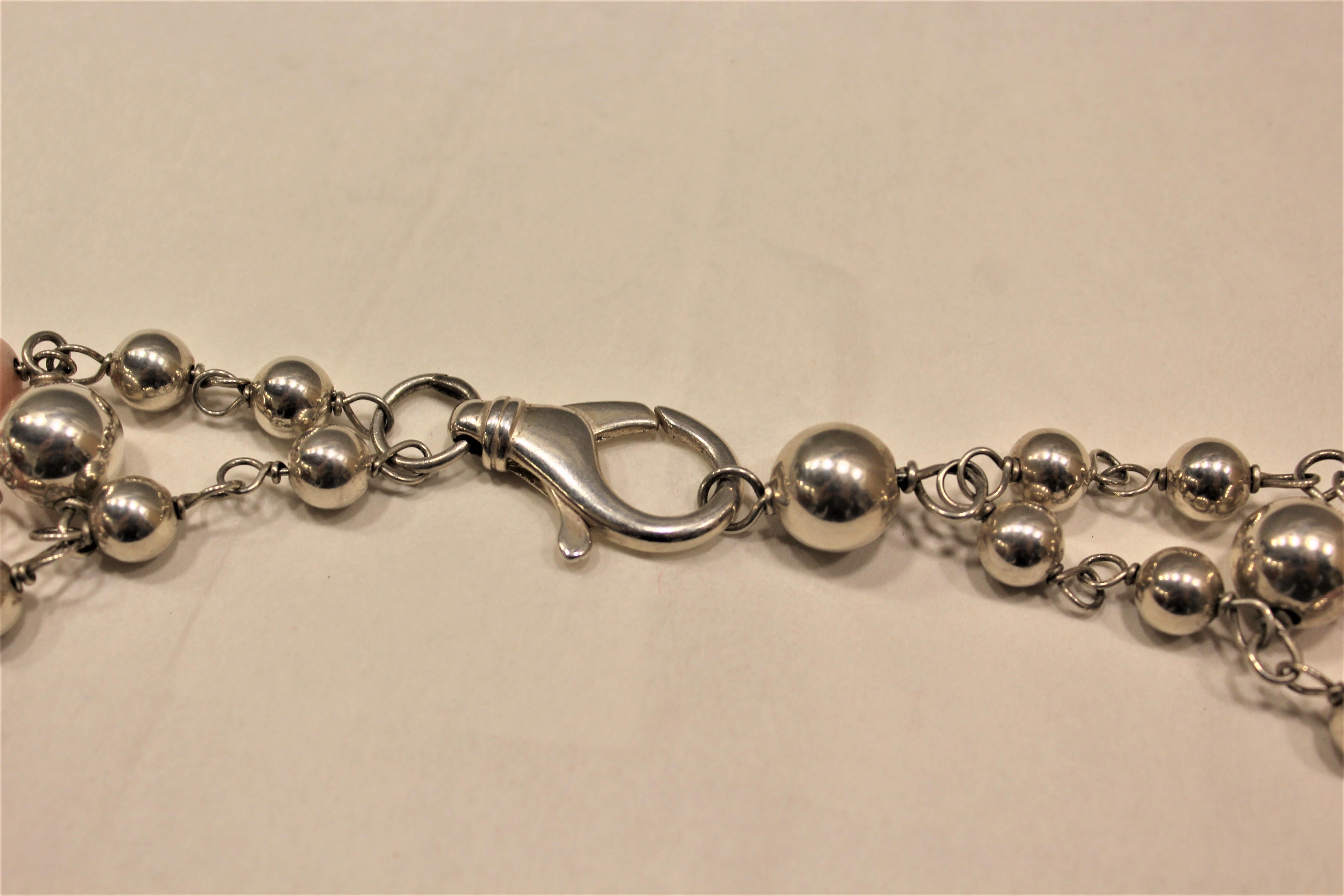 Halskette aus Sterlingsilber, Opal, Kirschblüte, handgefertigt, Italien im Angebot 1