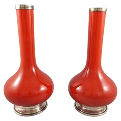 Sterling Silver 
Opaline Vases