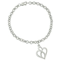 Sterling Silver Open Heart with Center Vertical Infinity Chain Charm Bracelet