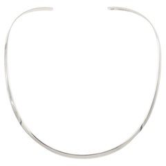 Sterling Silver Open Neck Cuff Choker Necklace, 1990s, 925 Hallmark