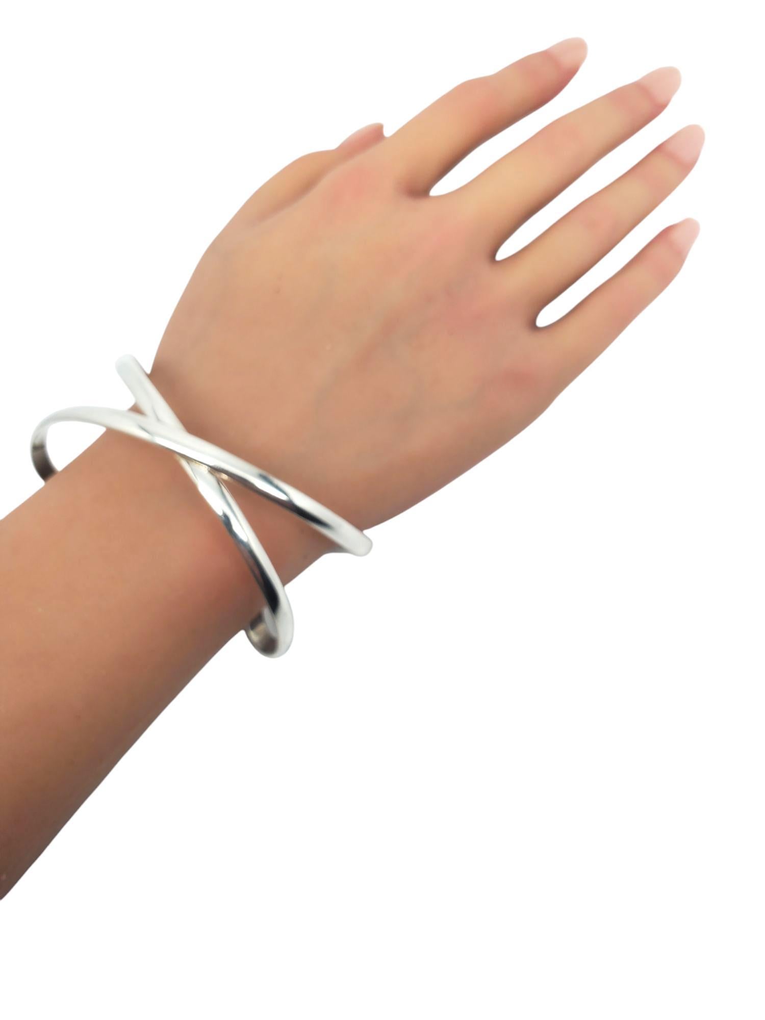 A Silver Open X Crossover Cuff Bracelet #21168 en vente 5