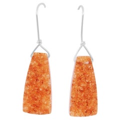 Sterling Silver Orange Druzy Fashion Drop Dangle Earrings 925 Sterling Silver
