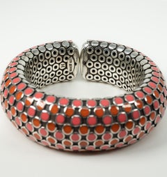Sterling Silver Orange Pink Enamel John Hardy Bracelet