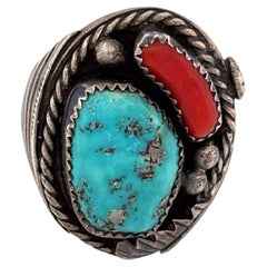 Anillo de turquesa orgánica de plata de ley