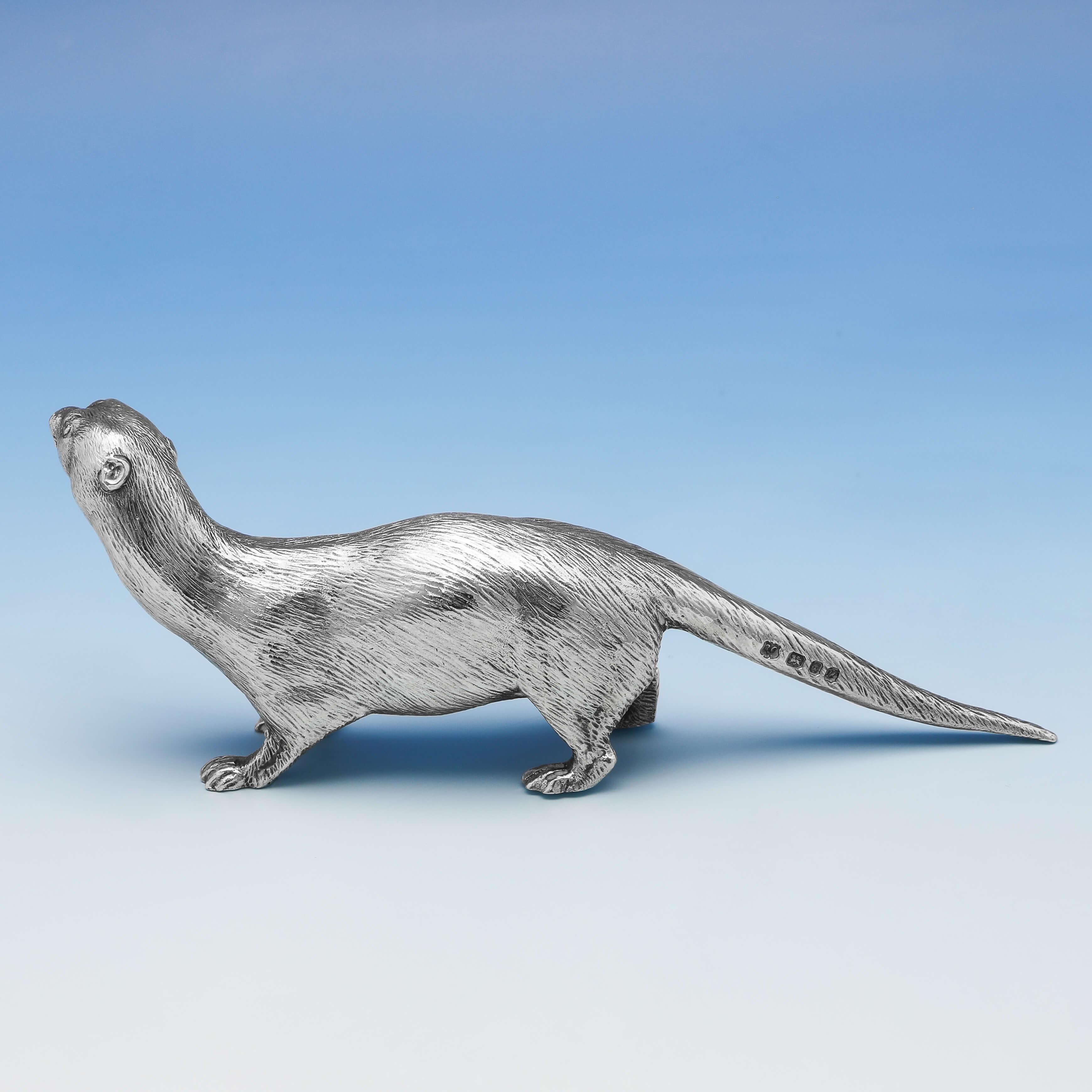 Late 20th Century Cast Sterling Silver Model of an Otter by Richard Comyns, London, 1970