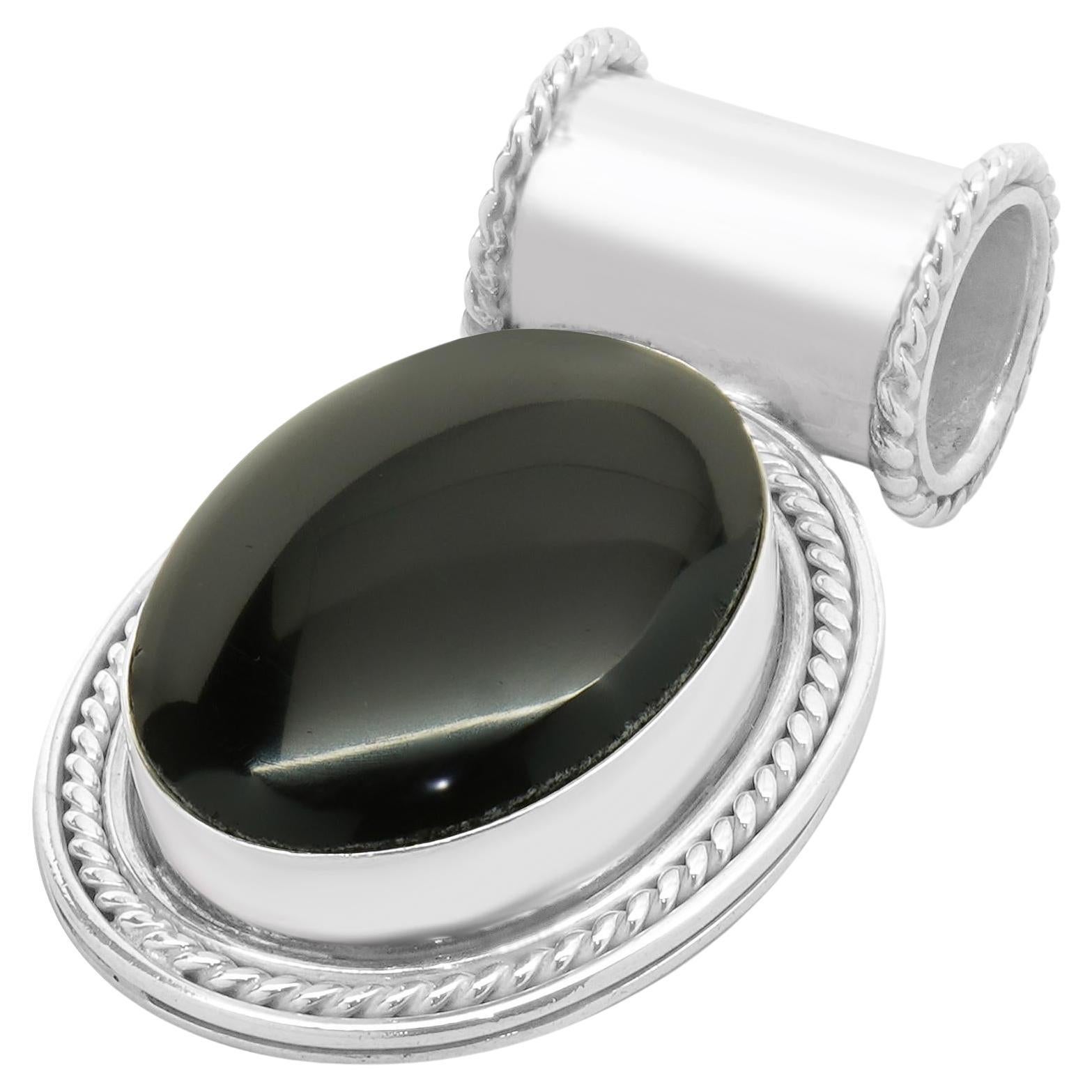 Sterling Silver Oval Black Onyx Pendant