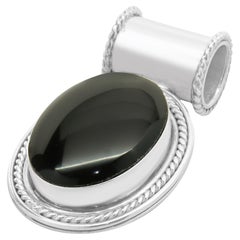 Sterling Silver Oval Black Onyx Pendant