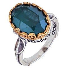 Sterling Silver Oval Blue Swarovski Crystal Ring, Dimitrios Exclusive D52