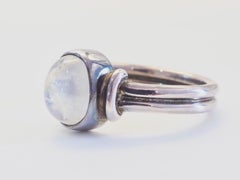 Anillo vintage de plata de ley con cabujón ovalado de piedra lunar, talla 6,5