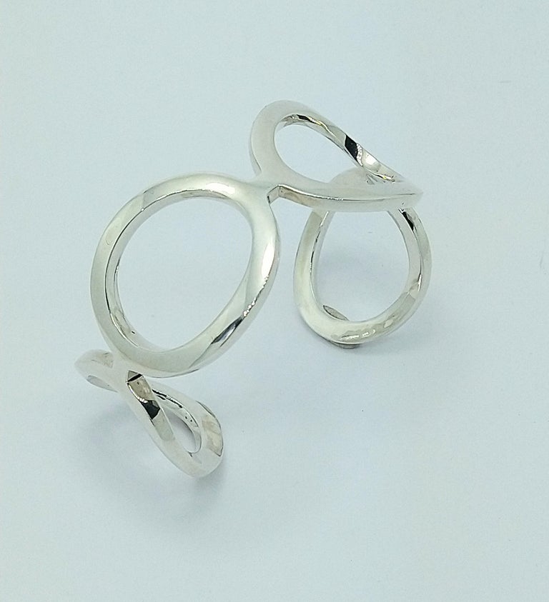 Sterling Silver Oval Cuff Bracelet For Sale at 1stDibs