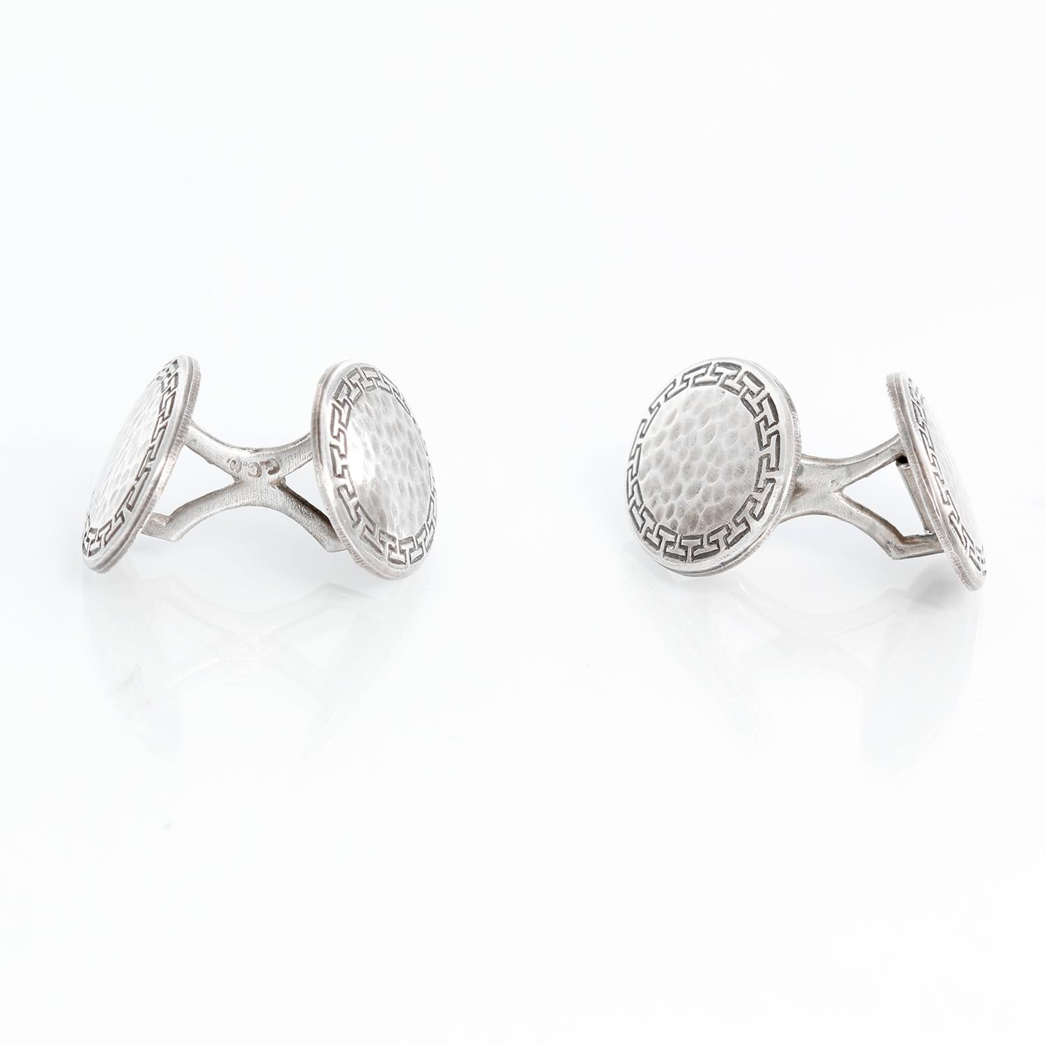 Sterling Silver Oval Cufflinks For Sale 1