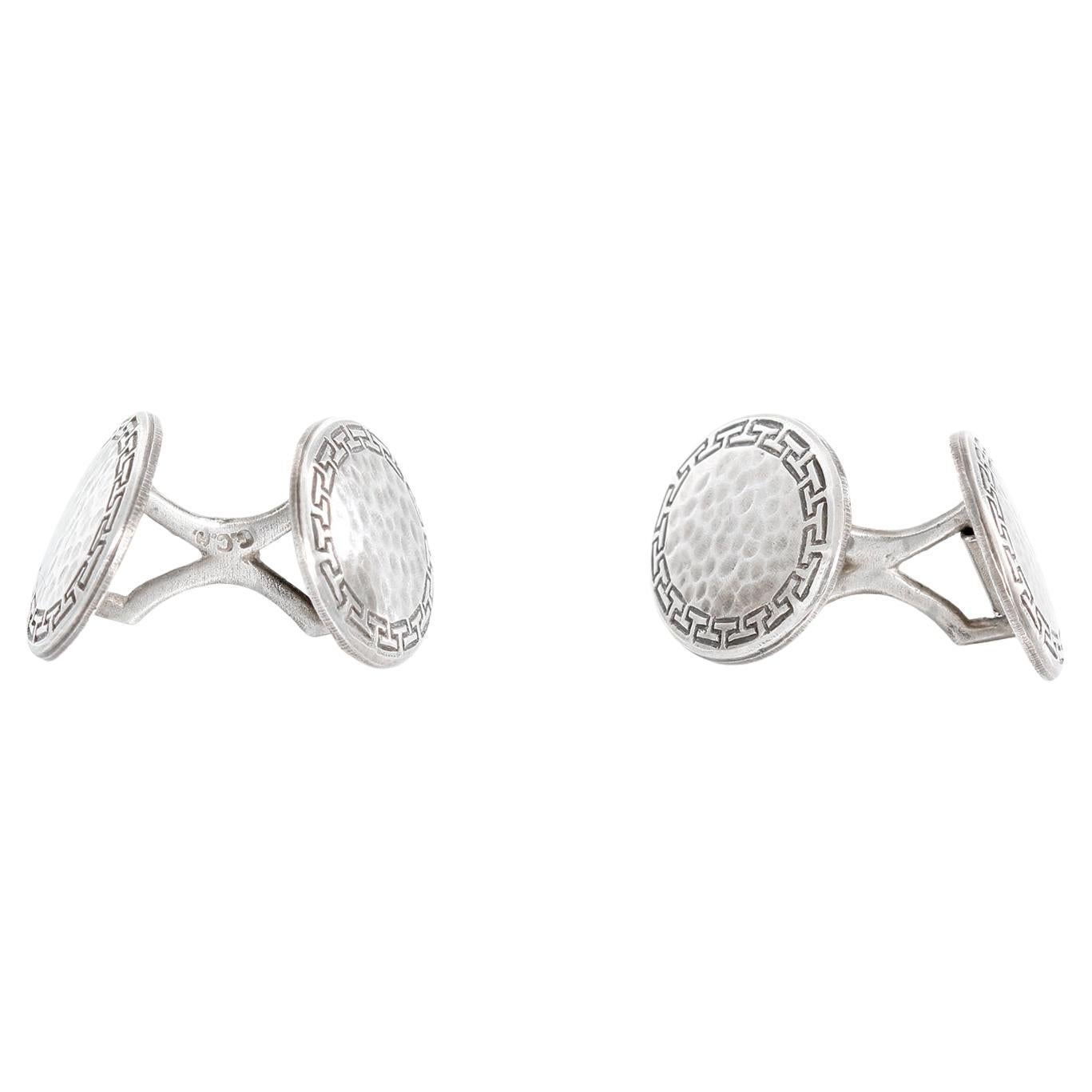 Sterling Silver Oval Cufflinks For Sale