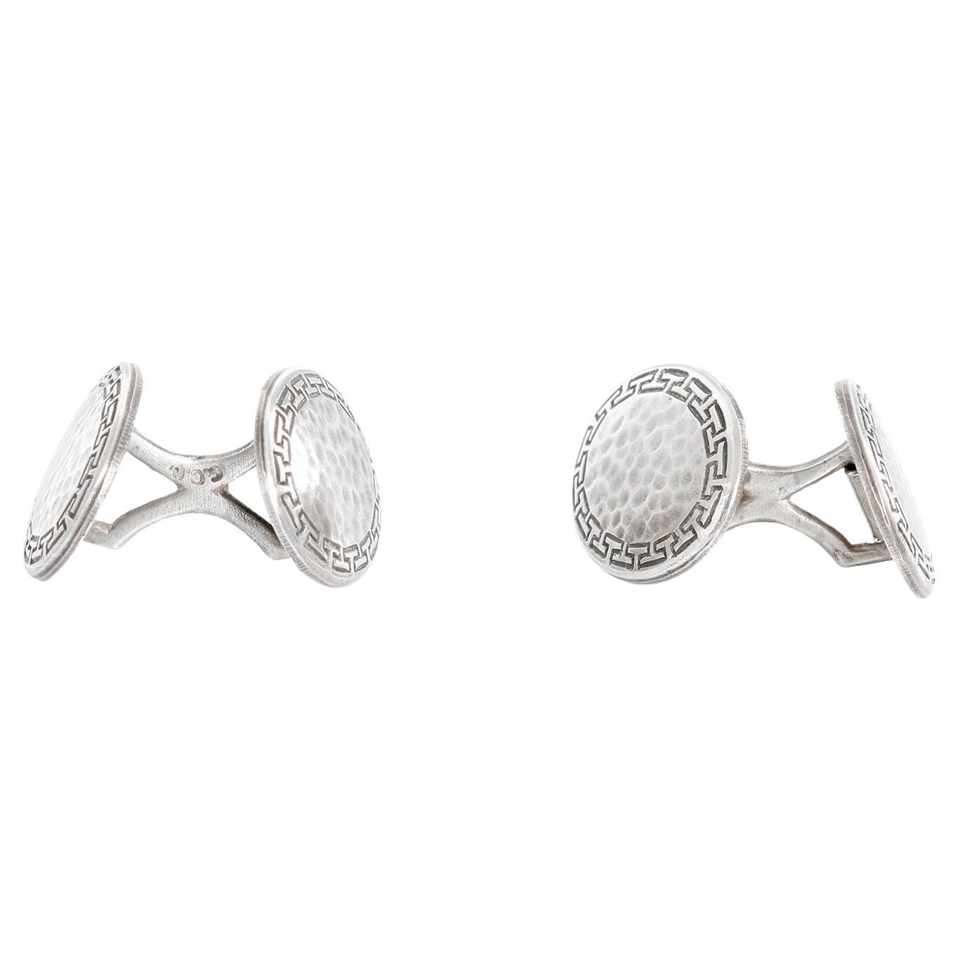 Boutons de manchette ovales en argent sterling