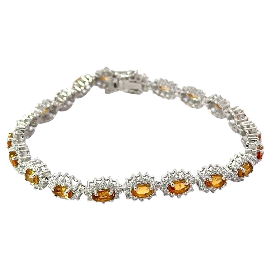 Oval Cut Natural Citrine with Cubic Zirconia Tennis Bracelet in sterling silver. You shall need statement tennis bracelet to make a statement with your look. Each piece features dazzling cubic zirconia stones, renowned for their brilliance and