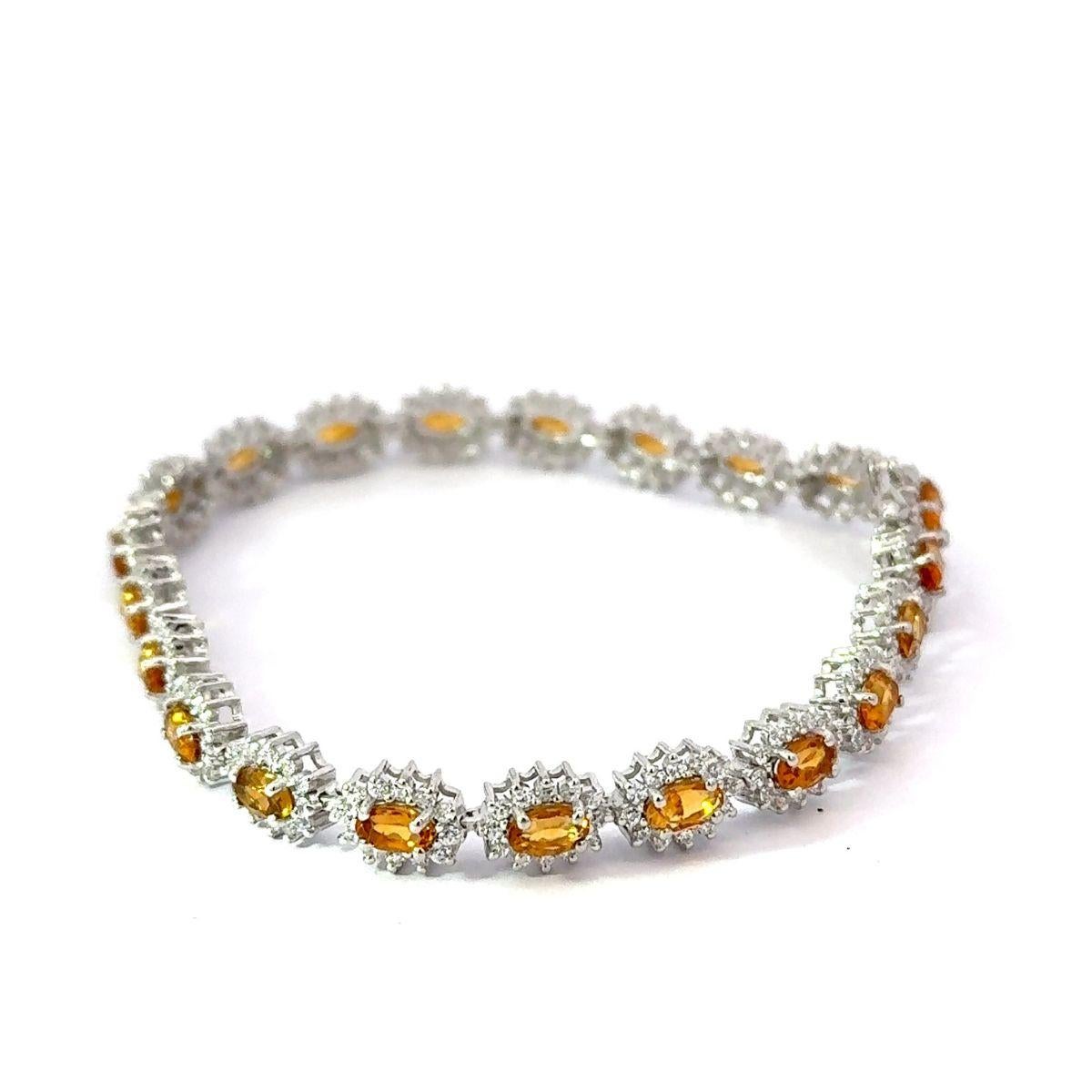 Sterling Silver Oval Cut Natural Citrine with CZ Classic Tennis Bracelet for Her For Sale 1