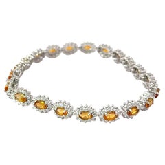 Bracelet de tennis classique pour maman en argent sterling avec citrine naturelle de taille ovale et CZ