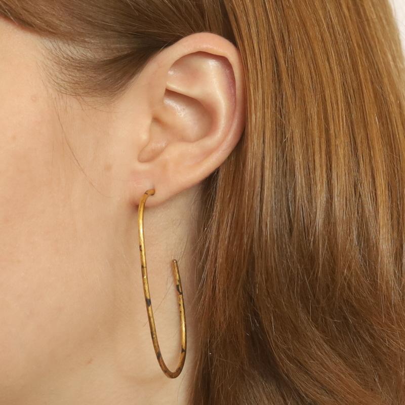 Women's Sterling Silver Oval Half-Hoop Earrings - 925 Vermeil Pierced For Sale