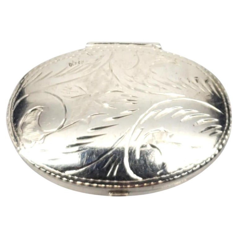 Boîte à Pilule Ovale En Argent - Style Vintage - Objet D'occasion