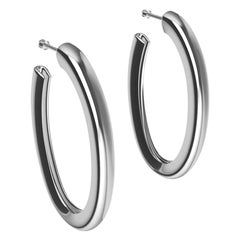 Sterling Silver Oval Teardrop Hoop Earrings
