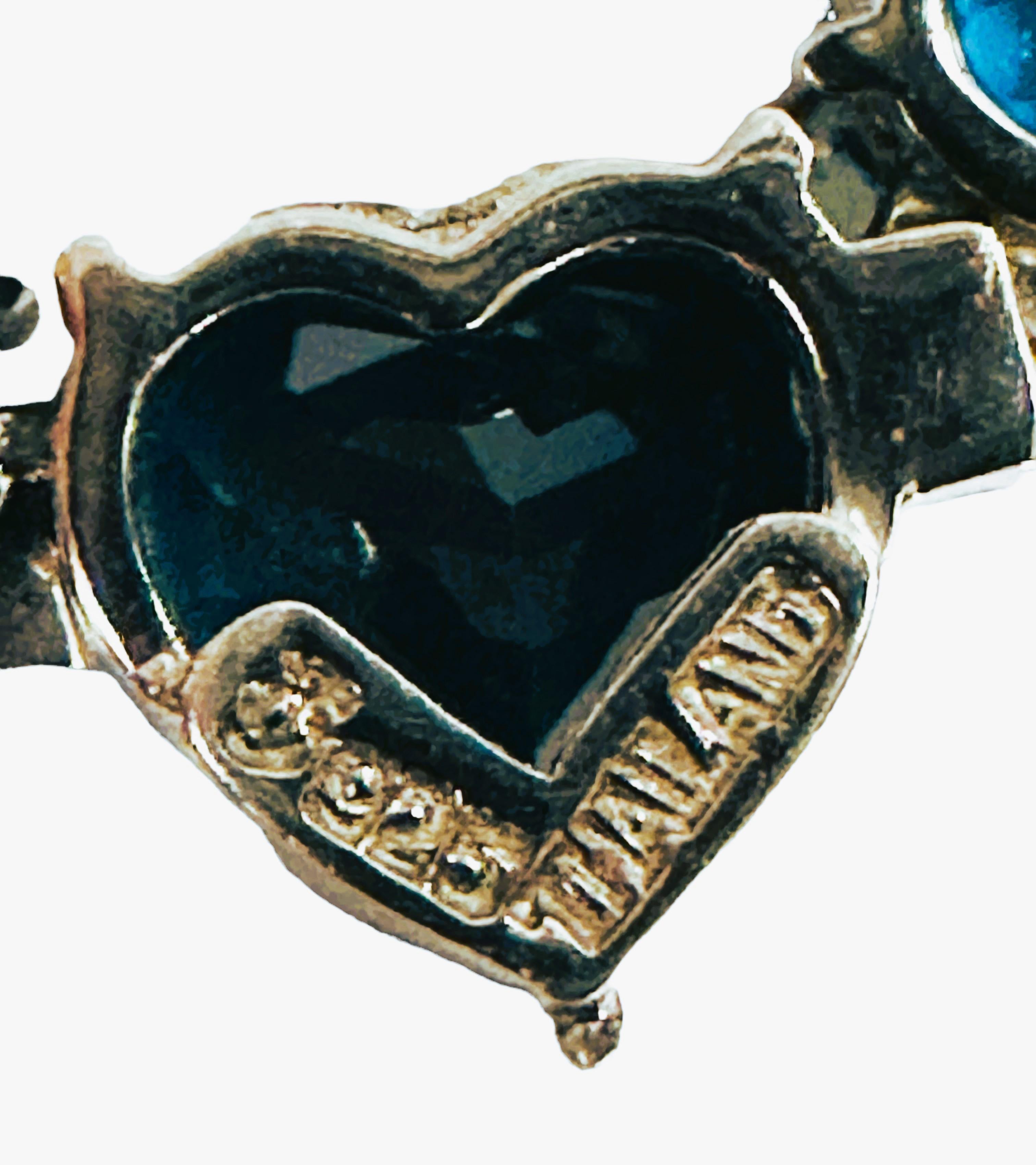 Heart Shaped London Blue Topaz Sterling Silver Tennis Necklace 17