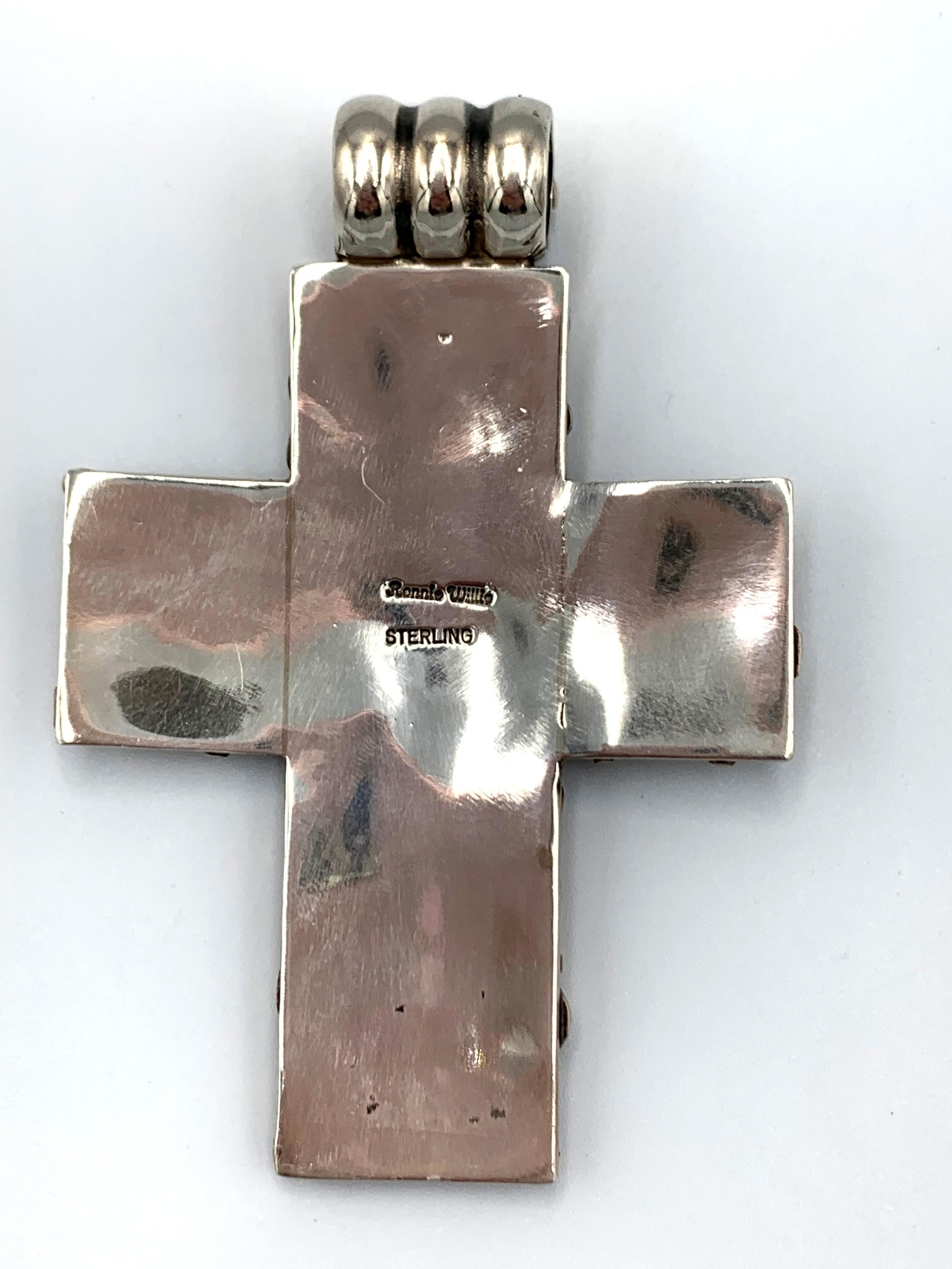 da uomo o donna Ciondolo a forma di croce sovrapposta in argento Sterling di Ronnie Willie in vendita