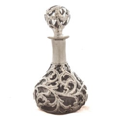Flacon de parfum en argent sterling avec incrustation