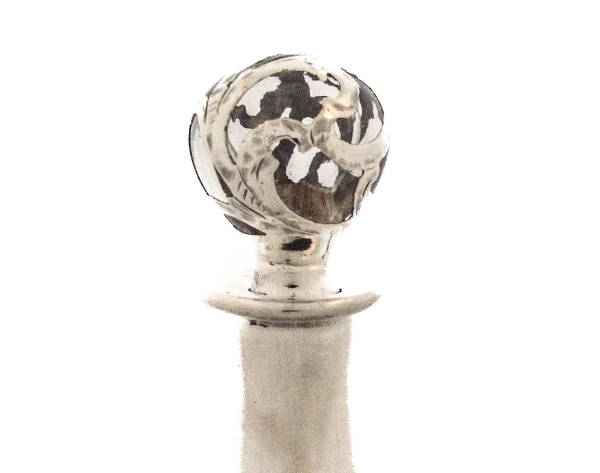American Sterling Silver Overlay Perfume Bottle For Sale