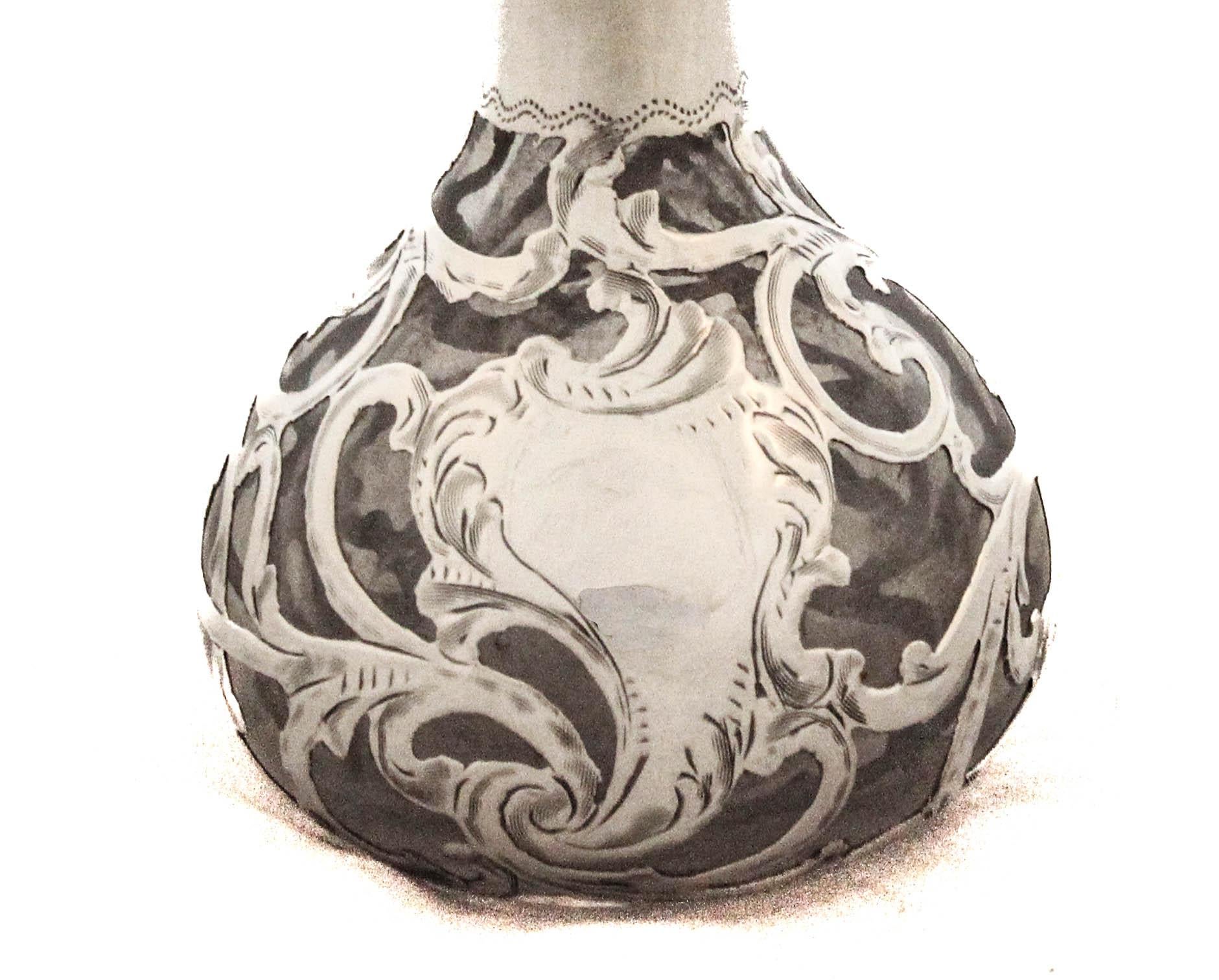 Sterling Silver Overlay Perfume Bottle In Excellent Condition For Sale In Brooklyn, NY
