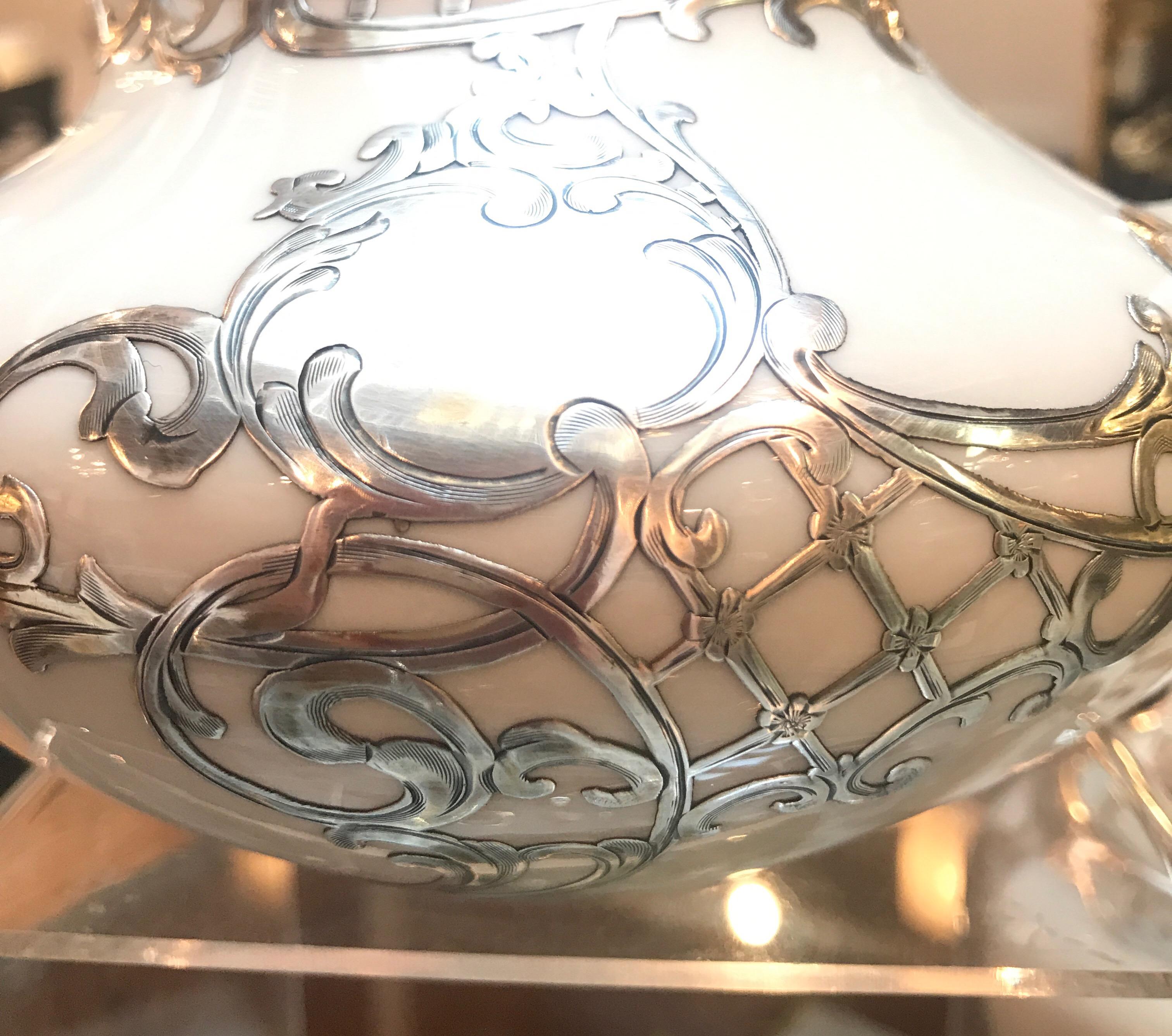 Sterling Silver Overlay Tea Set In Excellent Condition In Lambertville, NJ