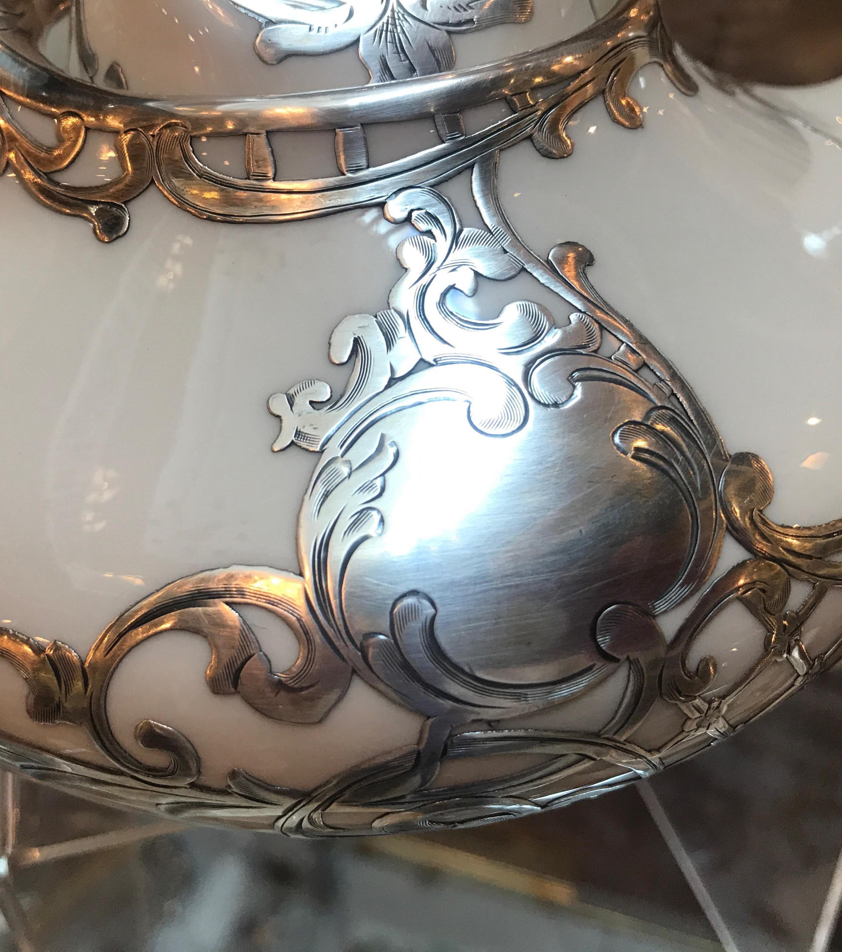 Early 20th Century Sterling Silver Overlay Tea Set