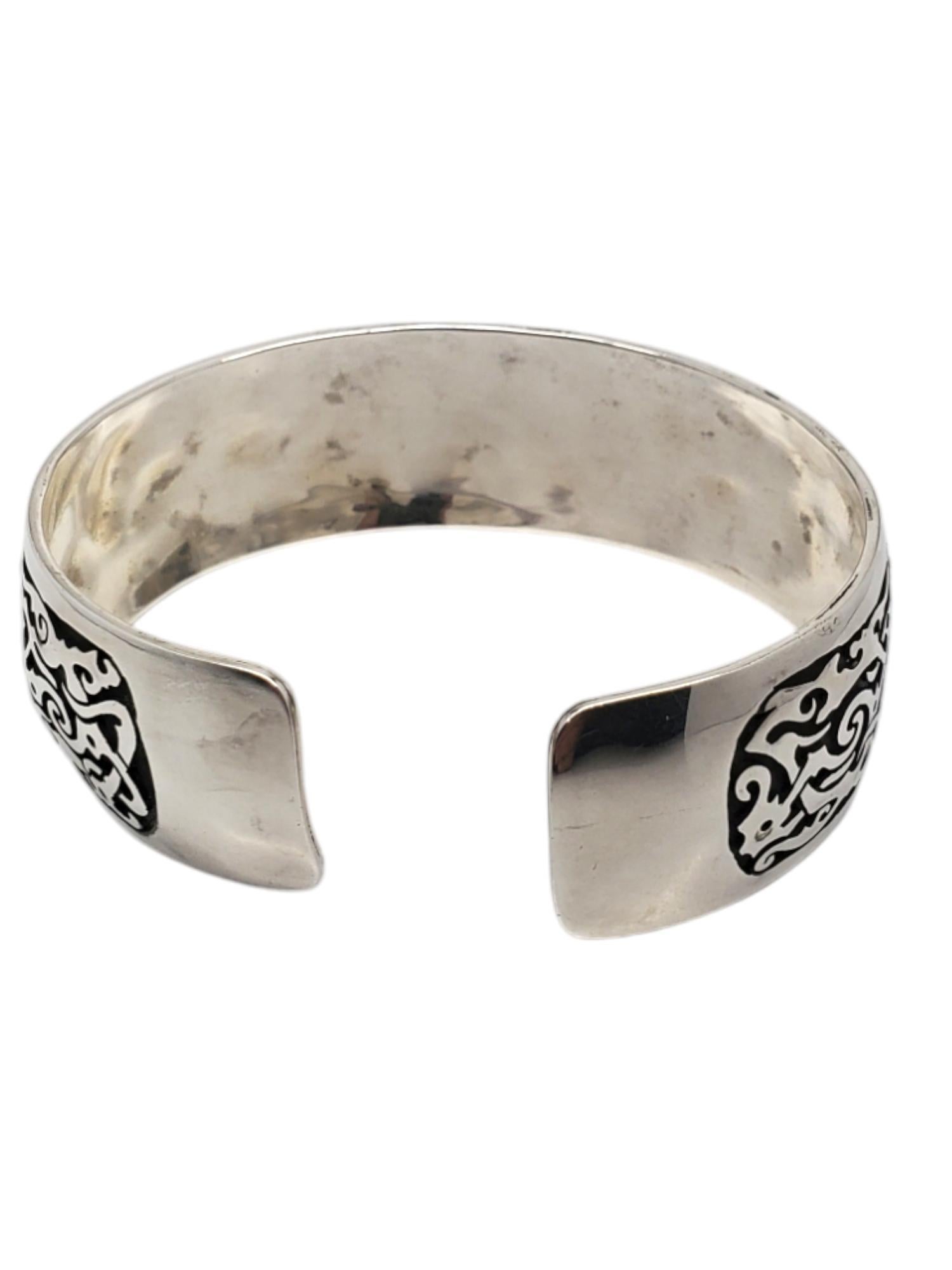 Donna Bracciale largo a spirale in argento sterling ossidato #20760 in vendita