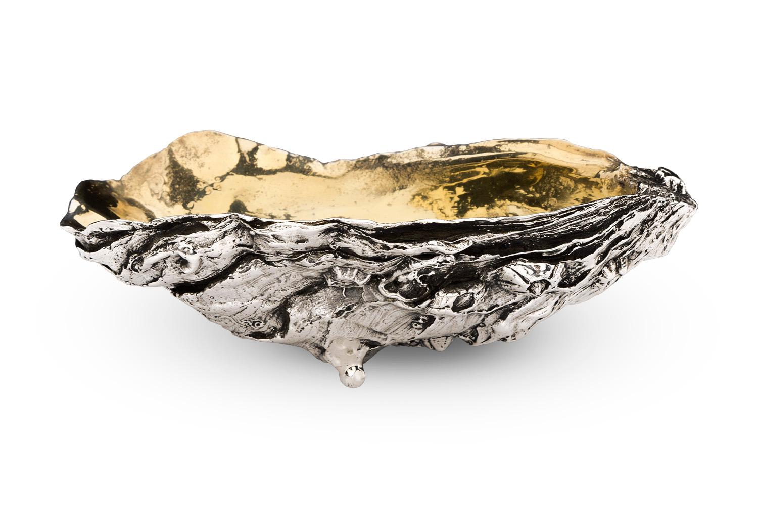 Hand-Crafted Sterling Silver Oyster Dish For Sale