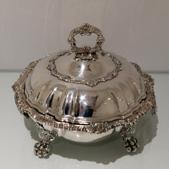 Sterling Silver Pair Entree Dishes on Warmers London 1822 Sebastian Crespell II