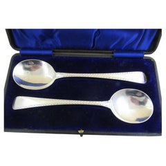 Sterling Silver - PAIR of 18th.CENTURY CONSERVE SPOONS - Hallmarked:-LONDON 1780