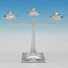 Rivet Design - Rare Antique Sterling Silver Candelabra - J. Dixon 1908/09