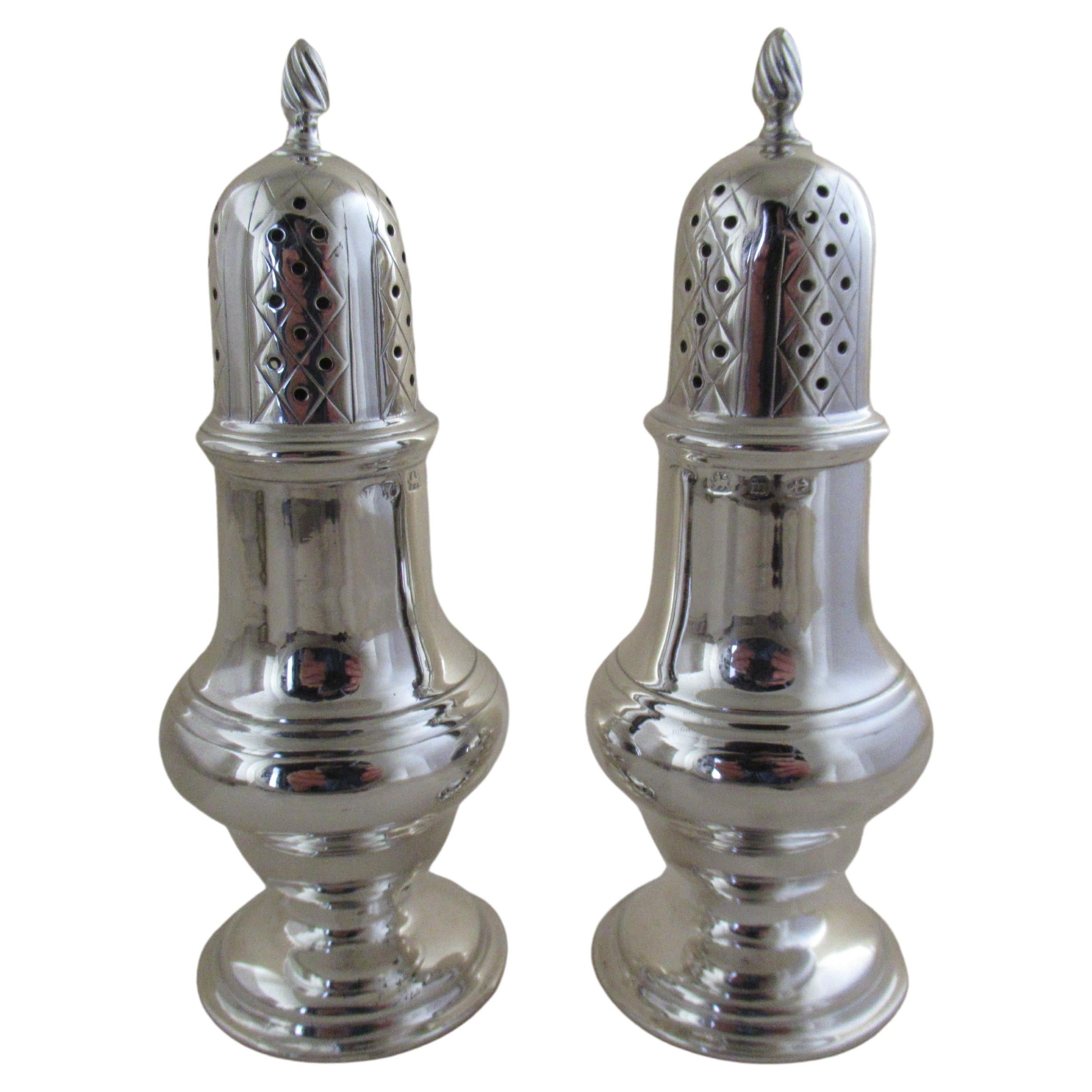 Sterling Silver Pair of Baluster Sugar Castors Hallmarked:-Birmingham 1896 For Sale