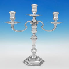 Cast Pair of Sterling Silver Candelabra - R. W. Burbridge for Harrods - 1962