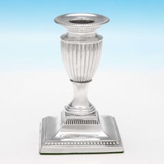 Victorian Antique Sterling Silver Pair of 'Piano' Candlesticks from 1900