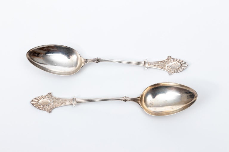 Sterling Silver Pair of Corinthian Spoons For Sale at 1stDibs