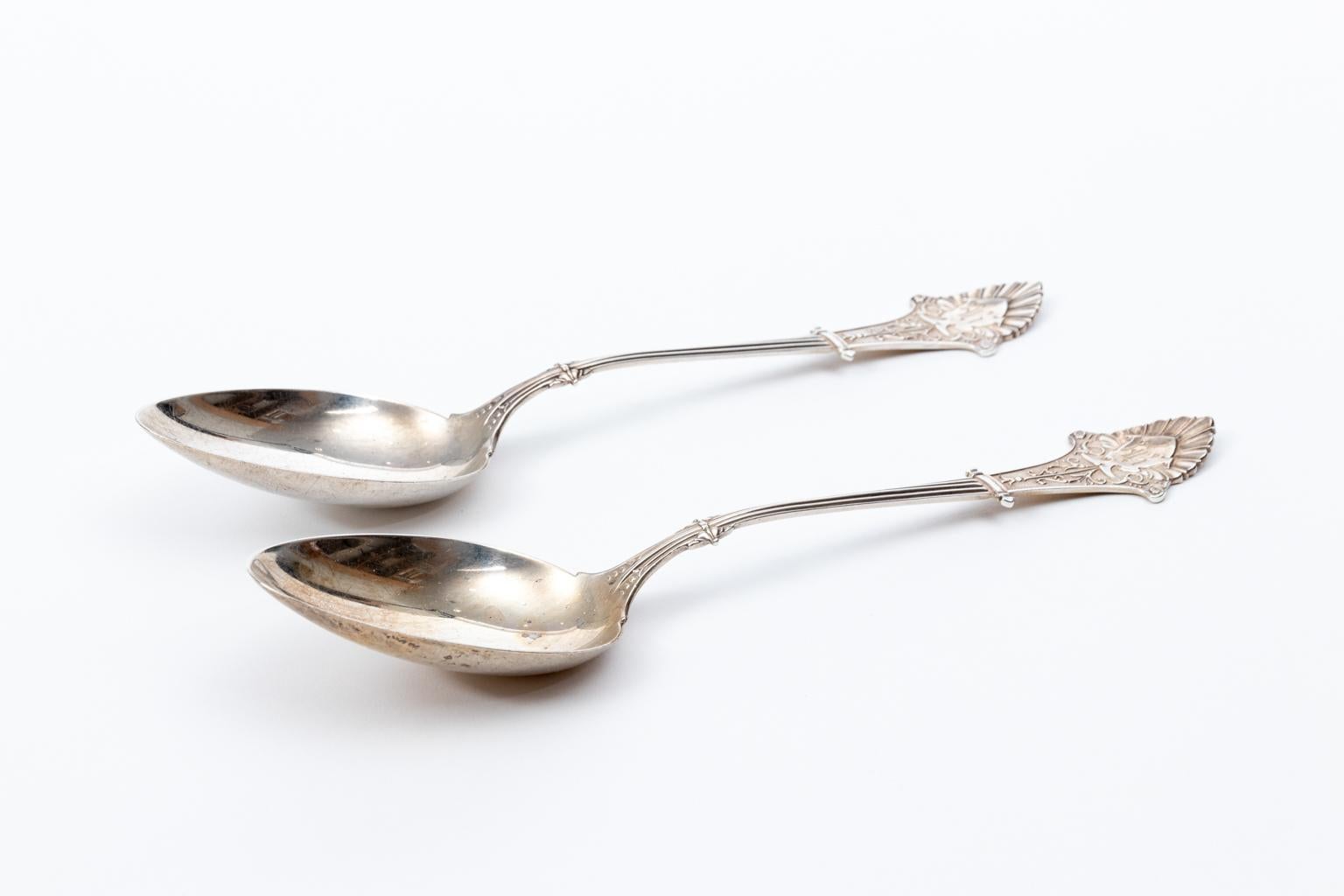 American Sterling Silver Pair of Corinthian Spoons For Sale