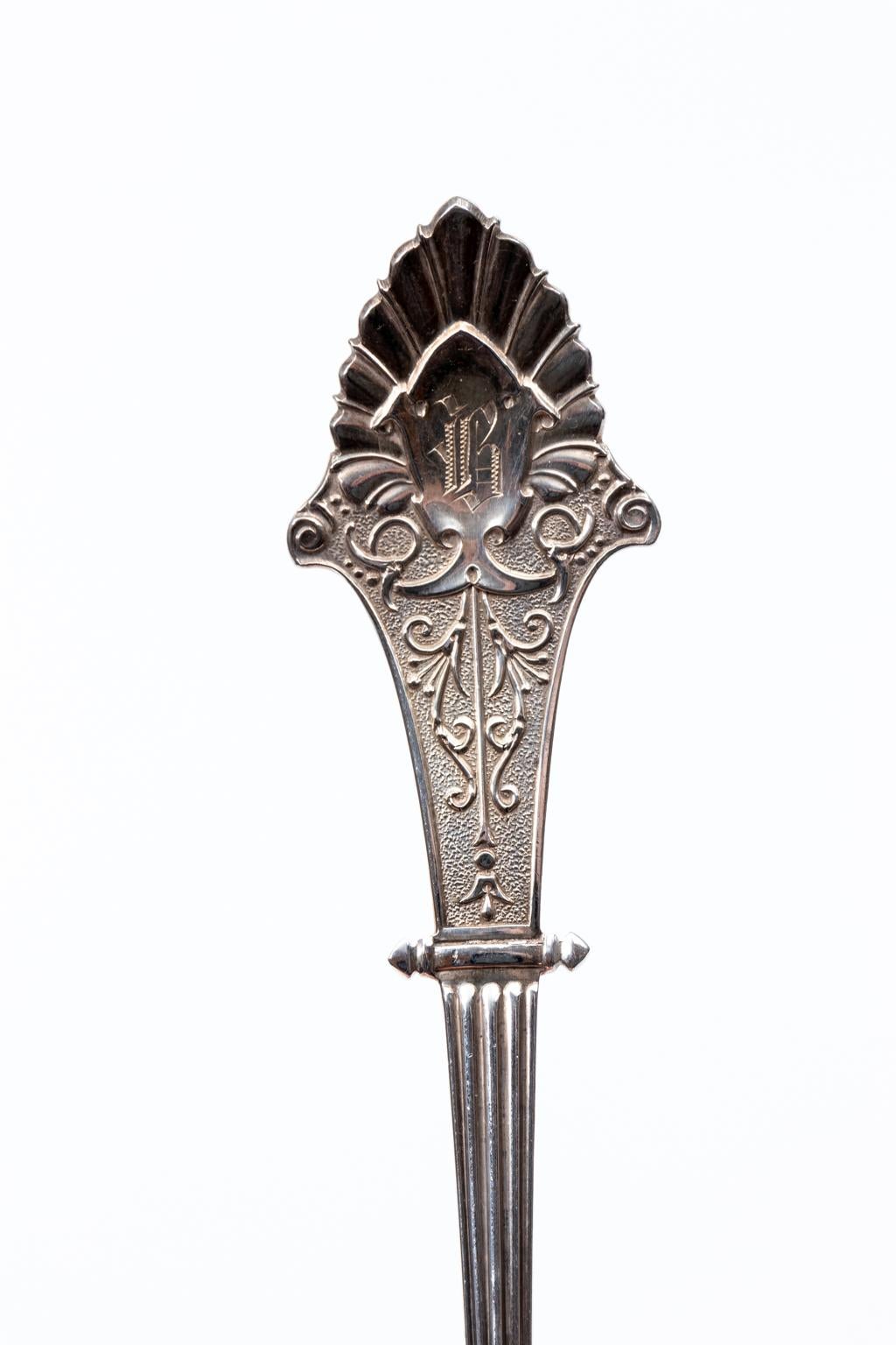 19th Century Sterling Silver Pair of Corinthian Spoons For Sale