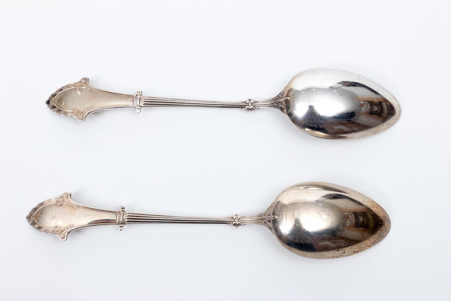 Sterling Silver Pair of Corinthian Spoons For Sale 4