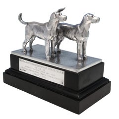 Military Interest - Sterling Silver Pair of Hound Dogs from London in 1929