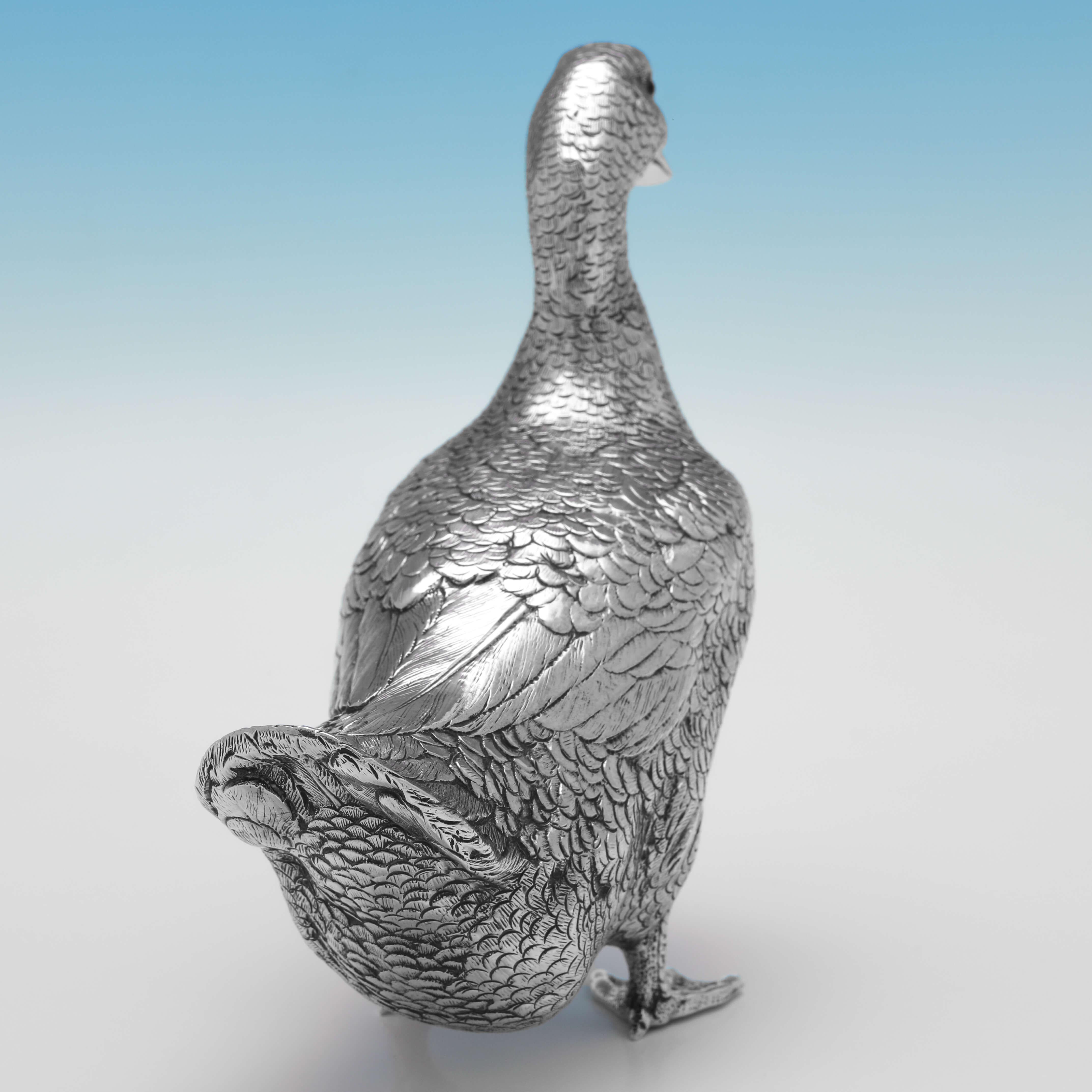 Sterling Silver Pair of Duck Models, London 1966, Table Centrepieces 6