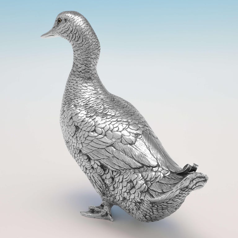 Sterling Silver Pair of Duck Models, London 1966, Table Centrepieces 1