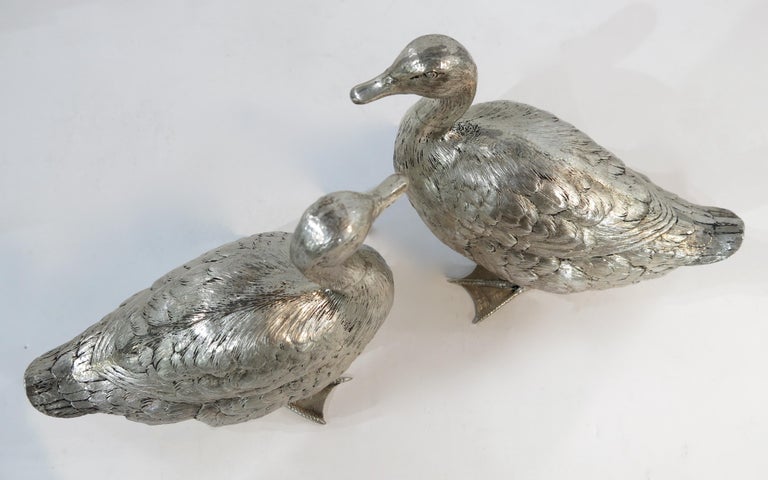 Sterling Silver Pair of Ducks at 1stDibs