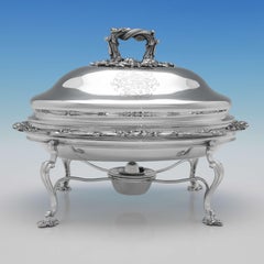 William IV. Antikes Paar Entree-Teller aus Sterlingsilber auf versilberten Ständern