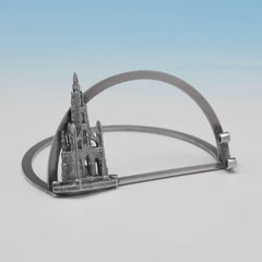 Collectible Victorian Pair of Sterling Silver Menu Holders, Scott Memorial